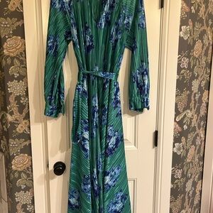 Floral Green and Blue Maxi Dress